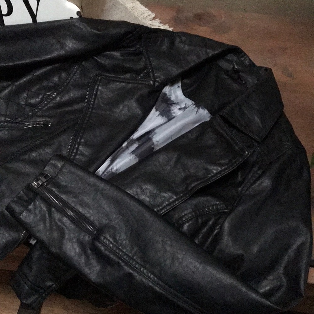 Faux leather moto jacket